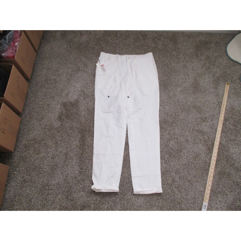 Murano Baird McNutt Linen Pants Mens 29x32 White Lucas Fit Cuffed Irish Trousers